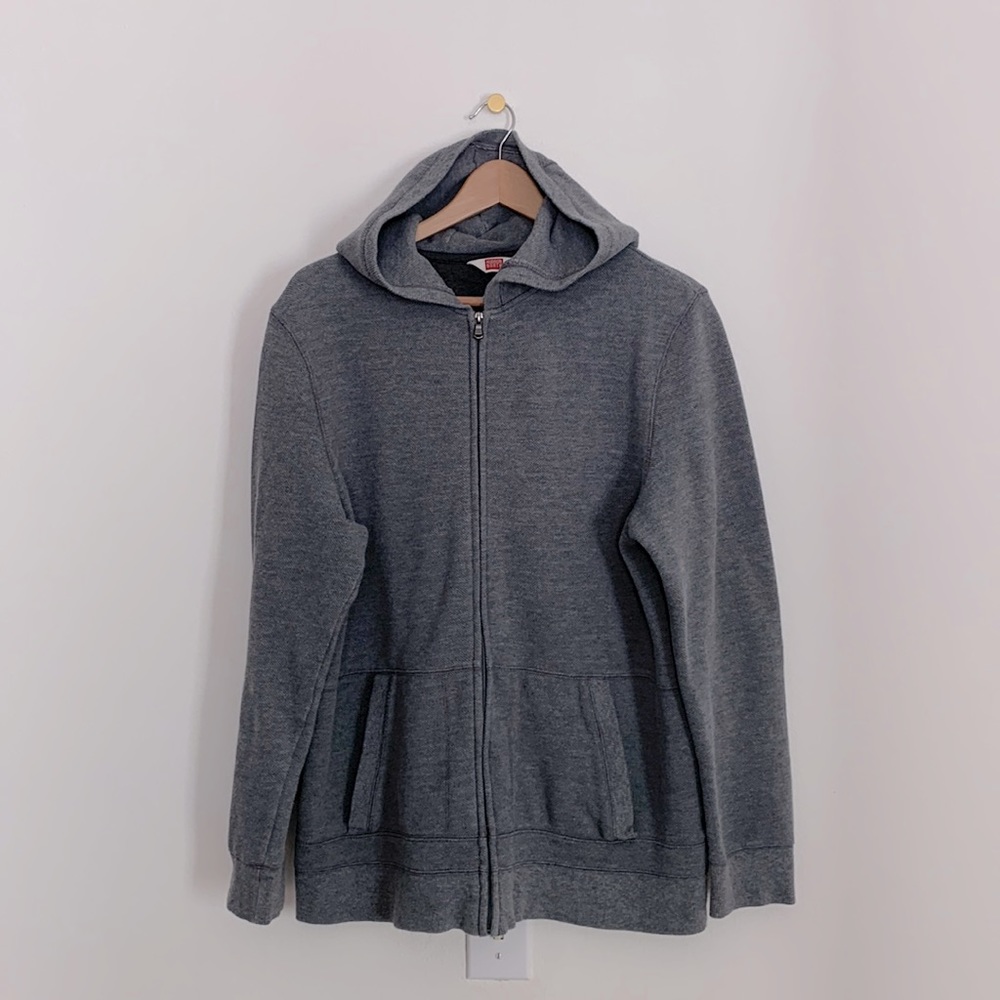 Hudson North Gray Textured Zip Up Hoodie